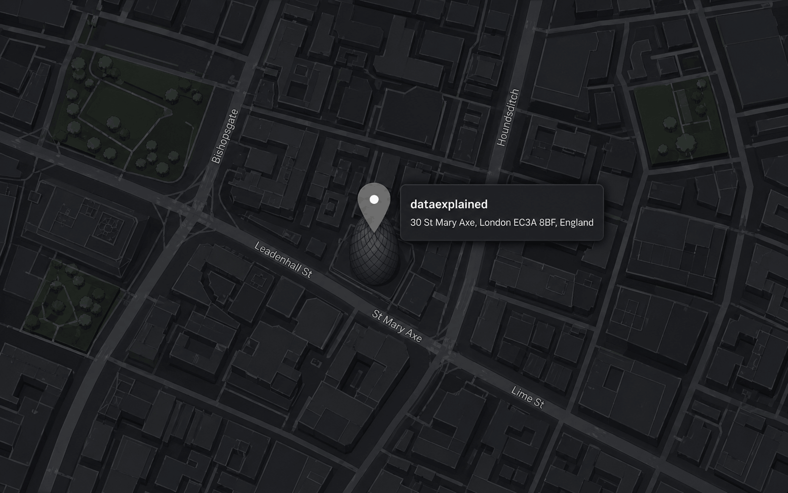 Map screenshot style location image for dataexplained in London